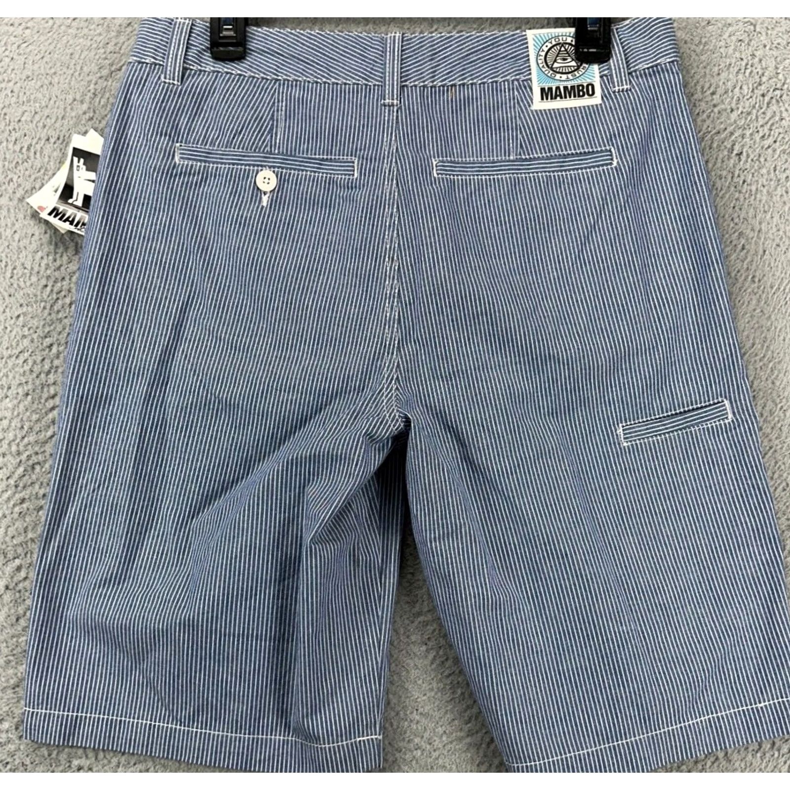 Mambo Mambo Shorts Mens 30 Dark Blue Pinstripe Khakis Casual Flat Front Pockets NEW UI DP Size US 30 / EU 46 - 3 Thumbnail