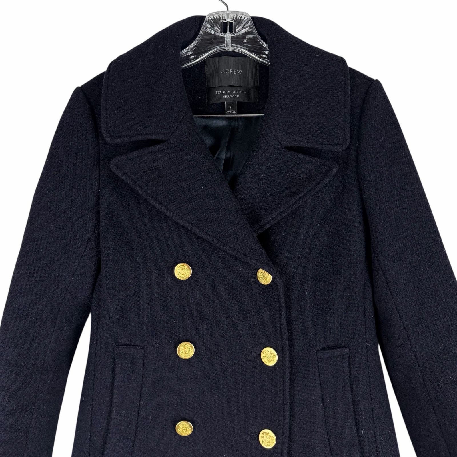 J.Crew J. Crew Wool Blend Double Breasted Short Coat Navy Size 2 Size XS / US 0-2 / IT 36-38 - 4 Thumbnail