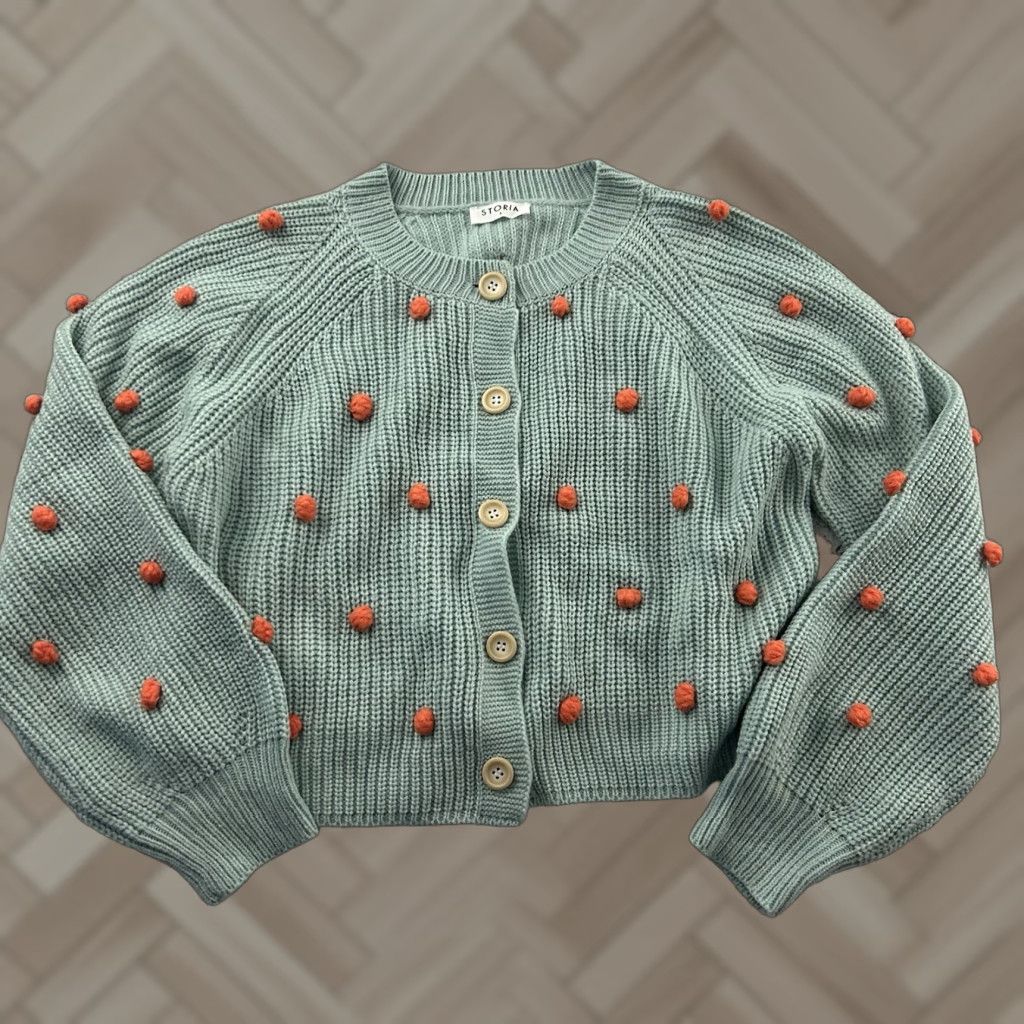 Vintage Storia Sweater Cardigan Button Front Women's Small Sea Foam Green Blue Orange Size S / US 4 / IT 40 - 1 Thumbnail