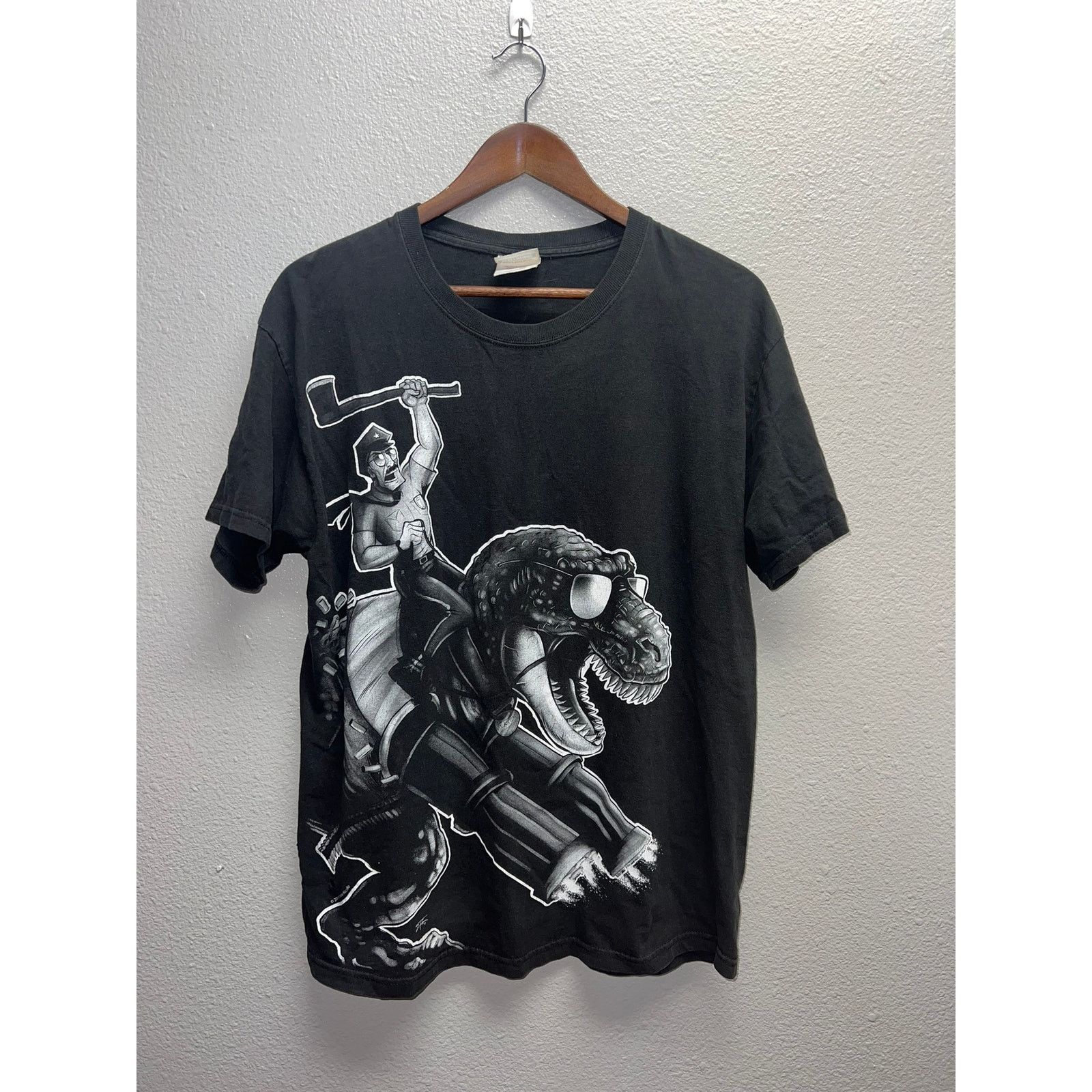 Hanes Vintage Dinosaur Shirt Ehtan Nicolle Cop Police Dino Art M Size US M / EU 48-50 / 2 - 1 Thumbnail