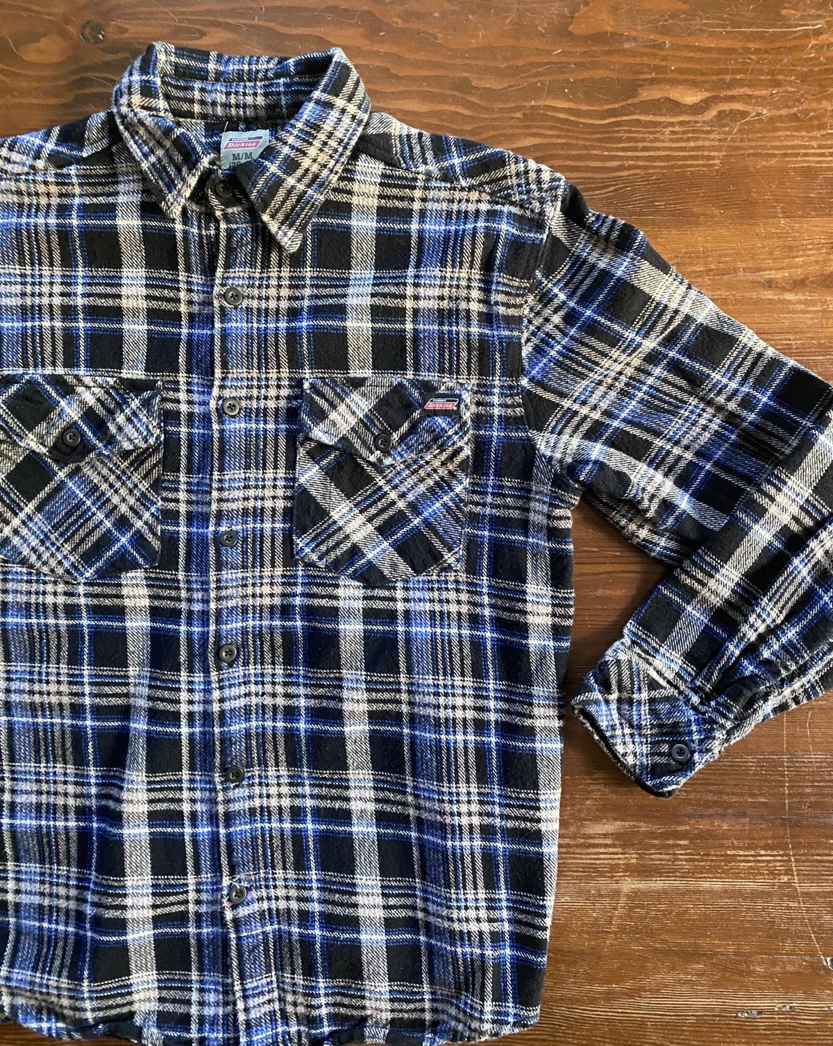Dickies Dickies Blue Black White Plaid Flannel Thick Button Up Size US M / EU 48-50 / 2 - 1 Thumbnail