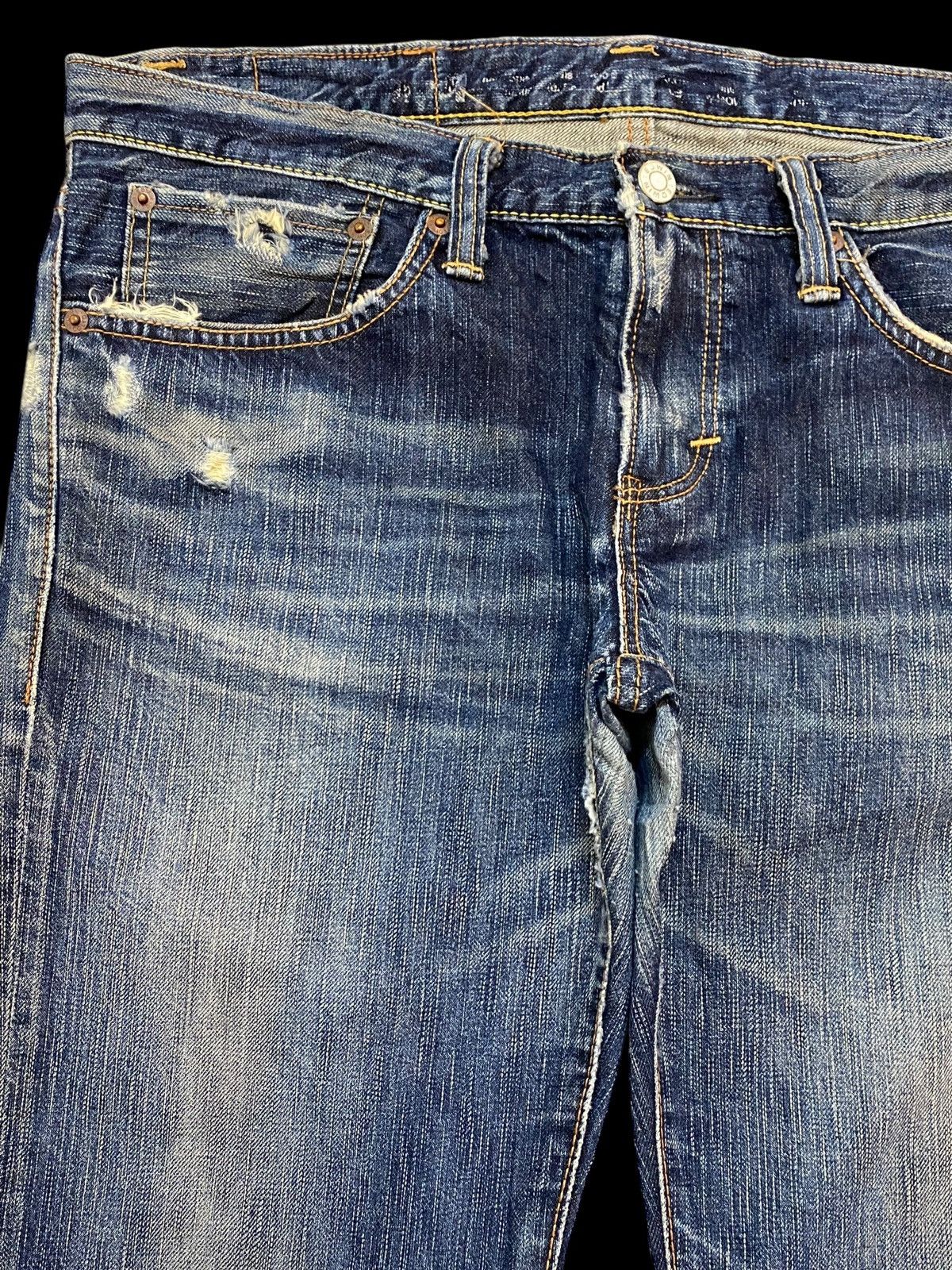 Edwin Vintage Edwin Blue Wash Distressed Flare Jeans Size 35" - 7 Thumbnail