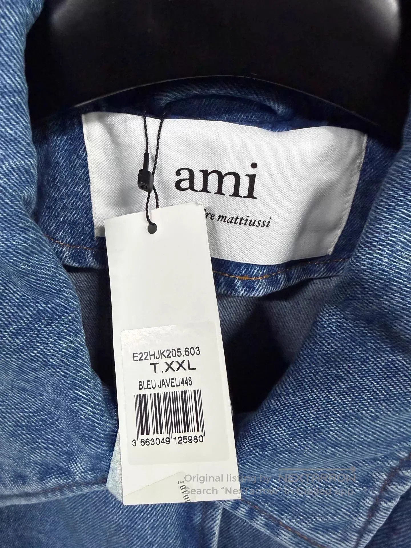 AMI Blue Denim Jacket with Heart Embroidery - XXL. Size US XXL / EU 58 / 5 - 4 Thumbnail