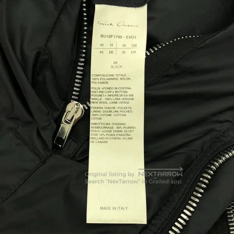 Rick Owens Rick Owens Black Down Bomber Jacket. Size US S / EU 44-46 / 1 - 7 Thumbnail