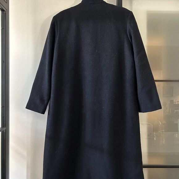 Other Classic Long Navy Blue Wool Coat 80s Vintage Size M / US 6-8 / IT 42-44 - 2 Thumbnail