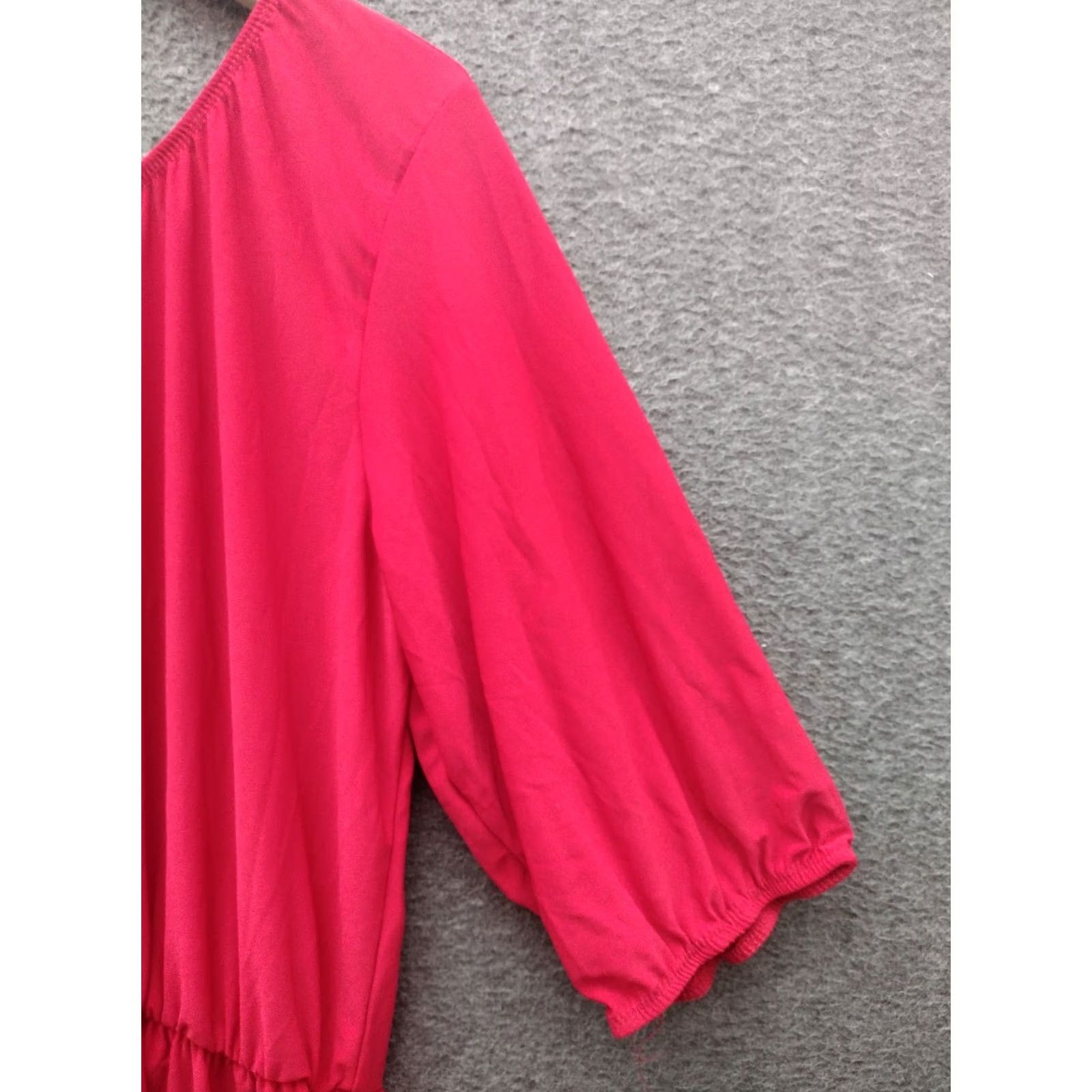 Vintage Star Vixen Blouson Dress Women Peasant Midi Boat Neck Red 1X Size XL / US 12-14 / IT 48-50 - 7 Thumbnail