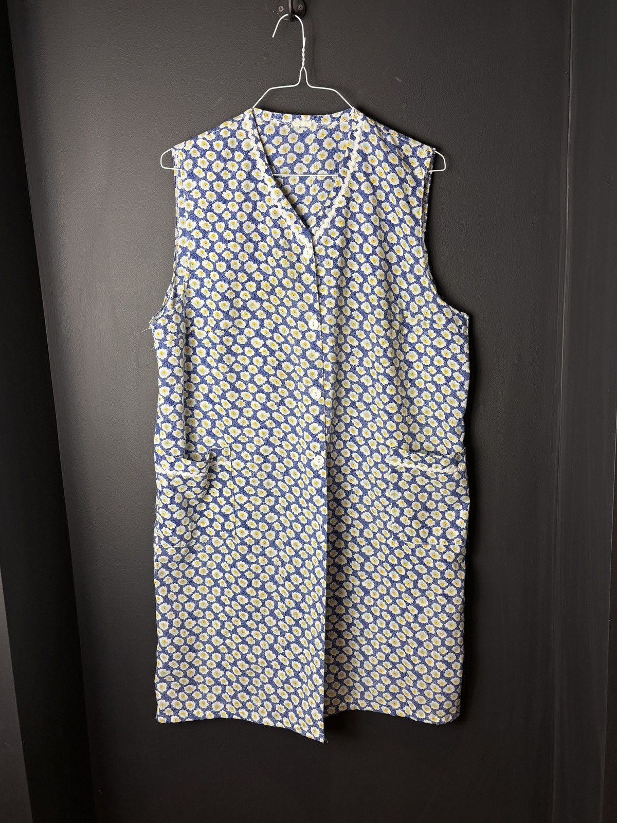 Vintage Vintage Lounge Dress Button Up 70s 80s Night Gown Lace Trim Size S / US 4 / IT 40 - 1 Thumbnail