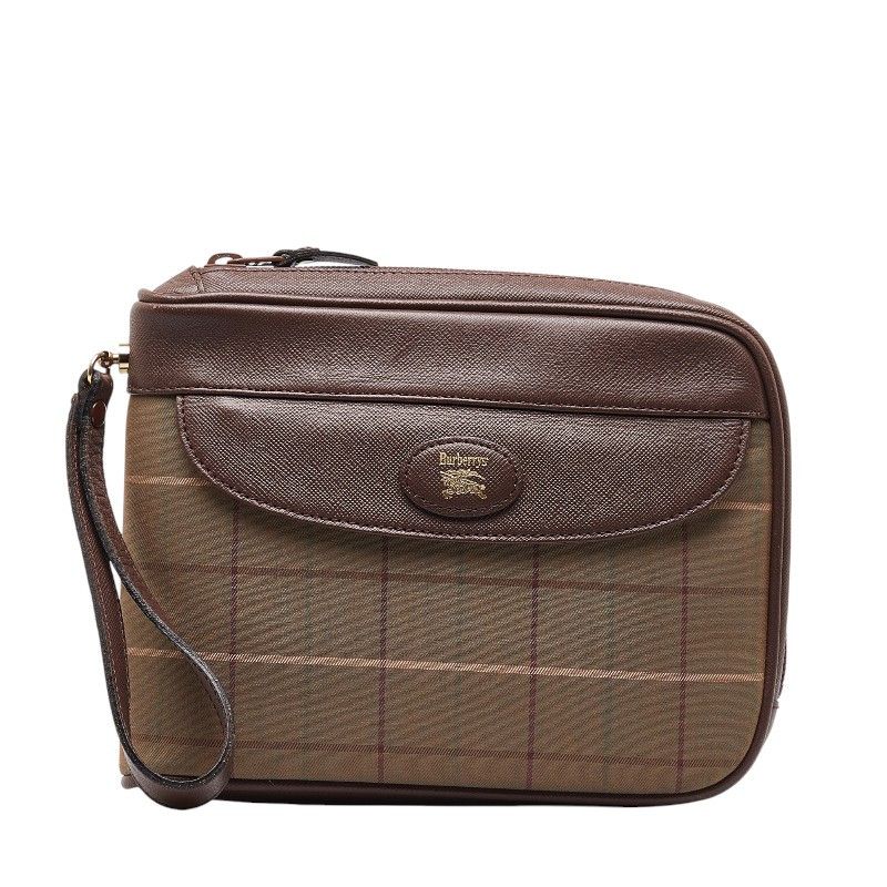 image of Burberry Nova Check Clutch Bag in Bronze, Women's