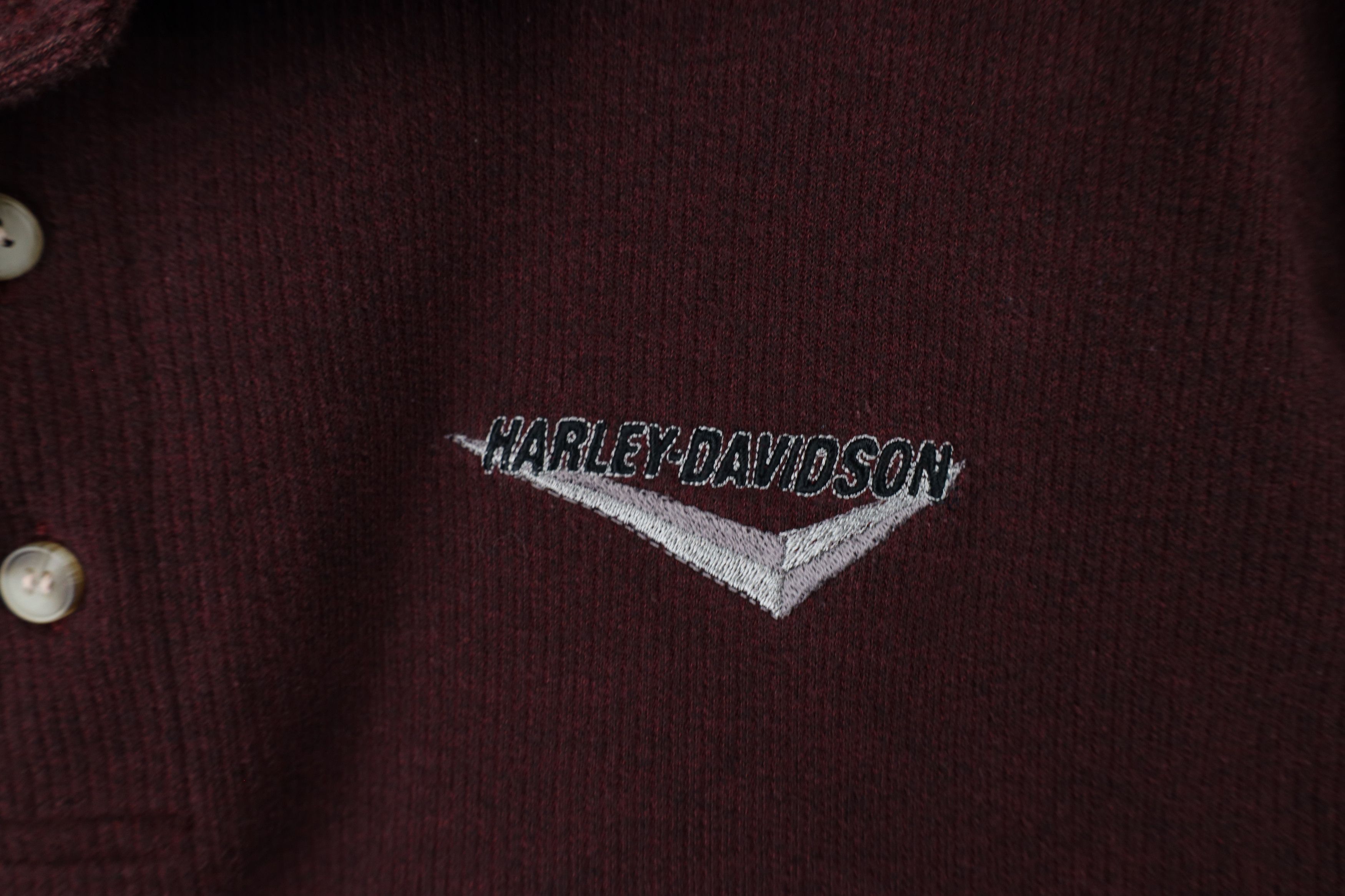 Harley Davidson × Vintage Vintage 90s Harley Davidson Ribbed Knit Long Sleeve Polo Size US L / EU 52-54 / 3 - 4 Thumbnail