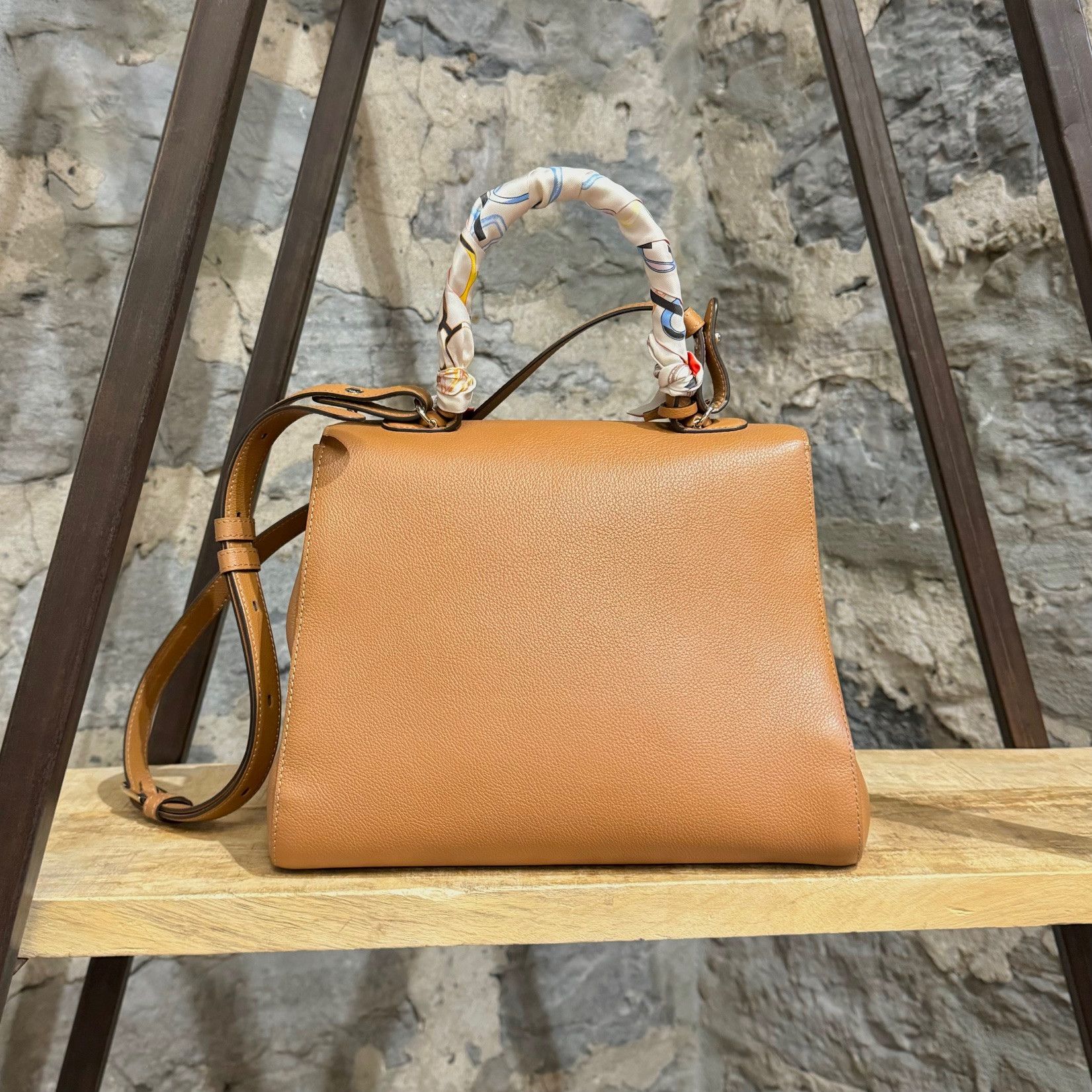 Delvaux Delvaux Brillant MM Brown Handbag With Strap & Hermès Twilly Size ONE SIZE - 6 Thumbnail