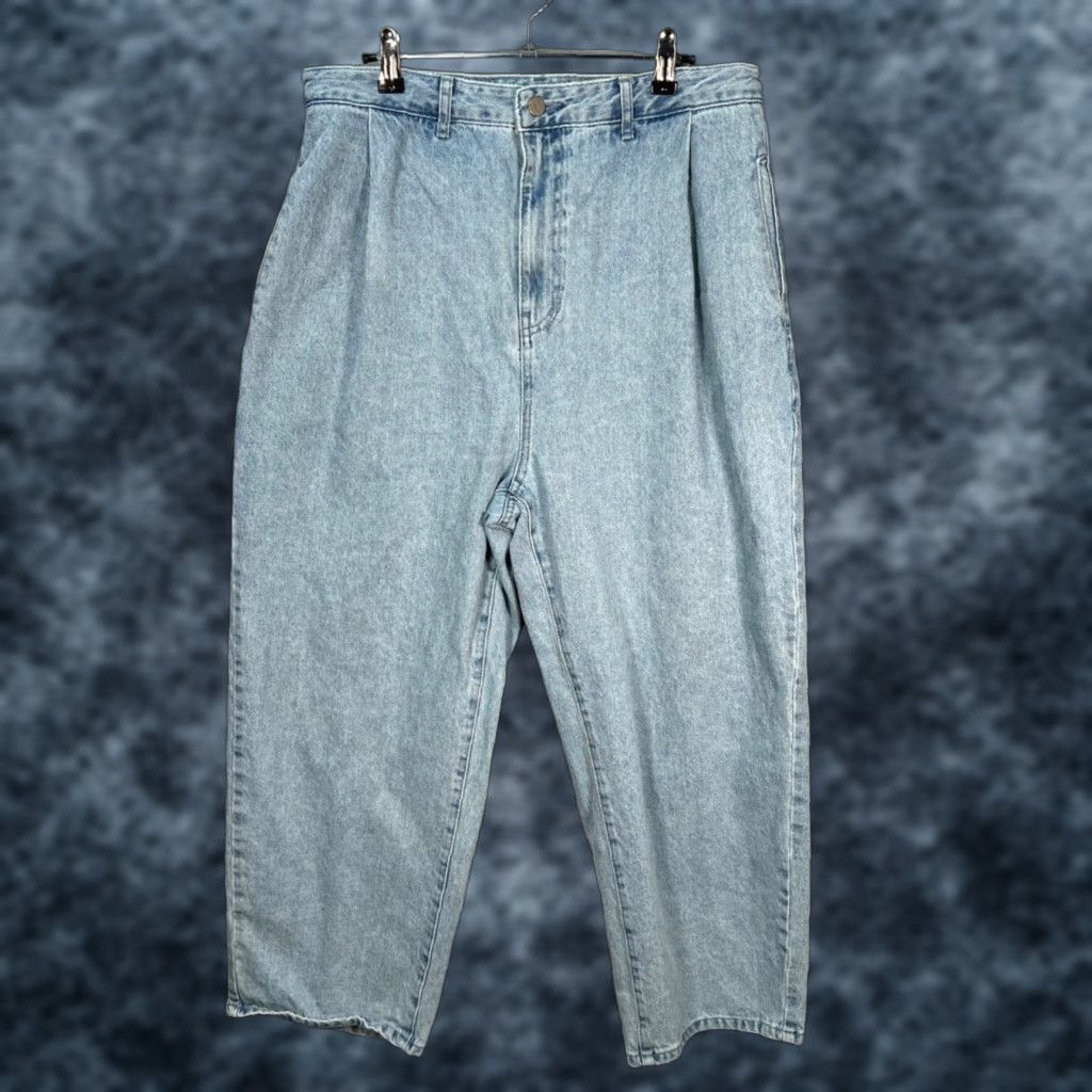 AMOMENTO Amomento Womens Jeans High-Waisted Light Blue Denim 100% Cotton L Adults Large 5-Pocket Rise High Vintage Style Mens Womens Girls Boys Size 36" / US 14 / IT 50 - 1 Thumbnail