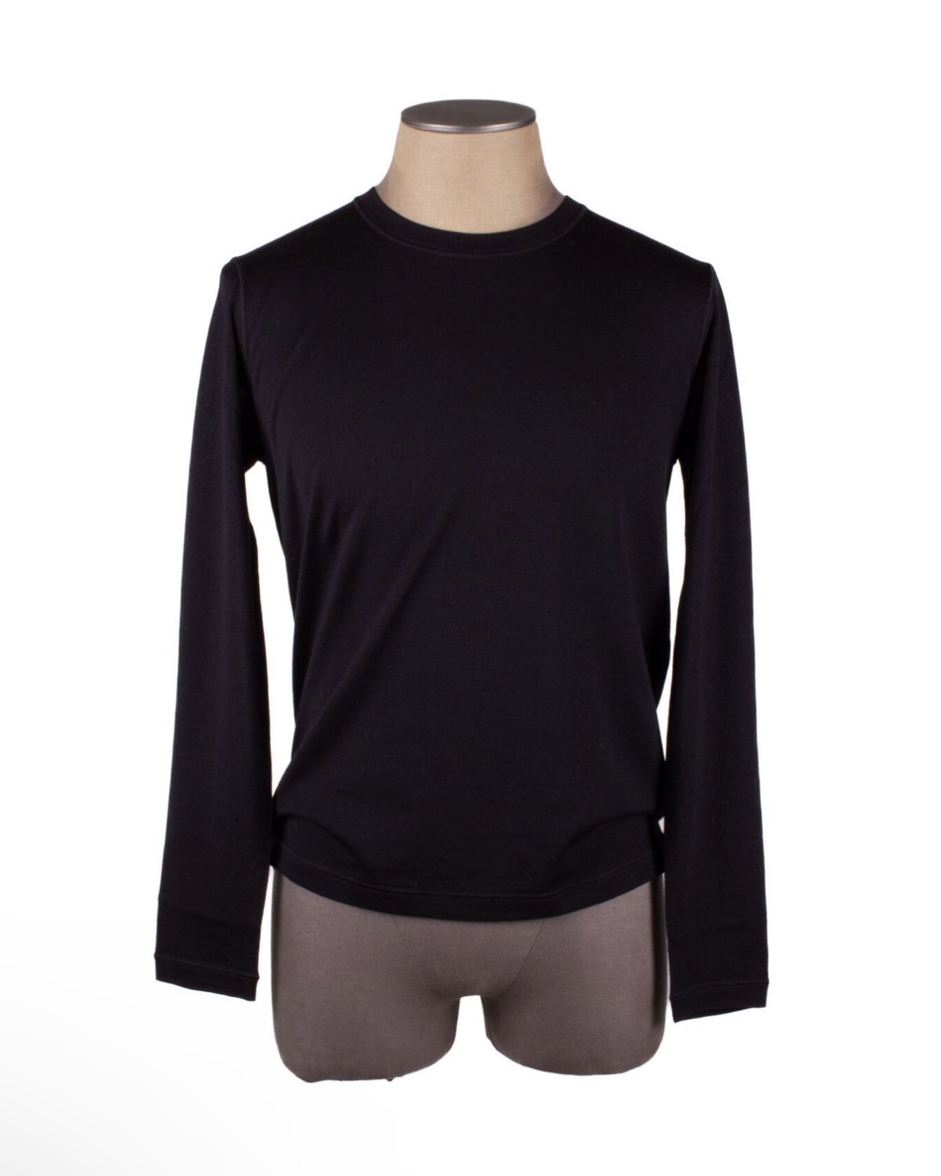 image of Jil Sander 2020 Black Wool Lightweight Crew Neck Sweater, Men's (Size Medium)