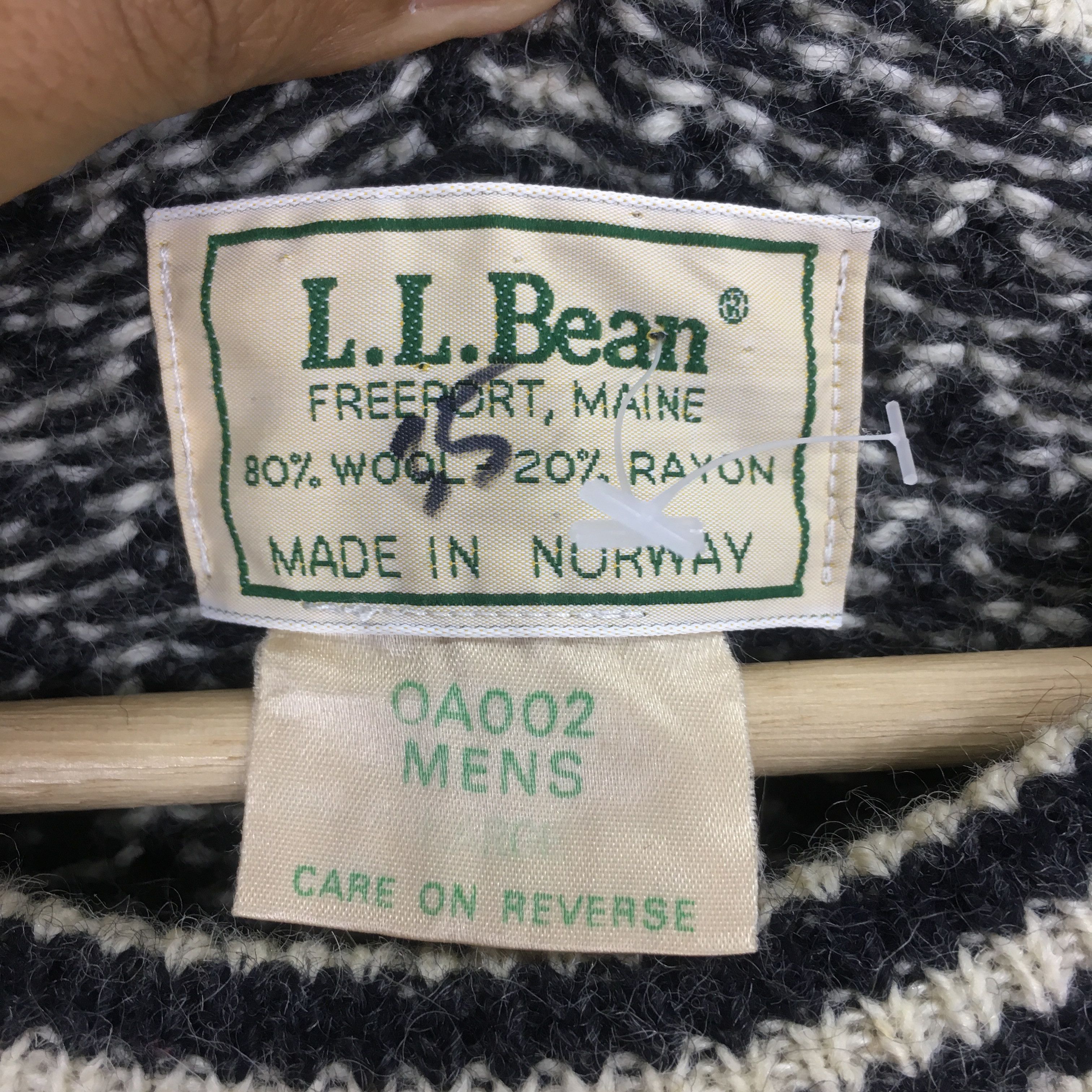 L.L. Bean Vintage 90's LL Bean Usa White Black Wool Sweatshirt - 604 Size US L / EU 52-54 / 3 - 13 Thumbnail