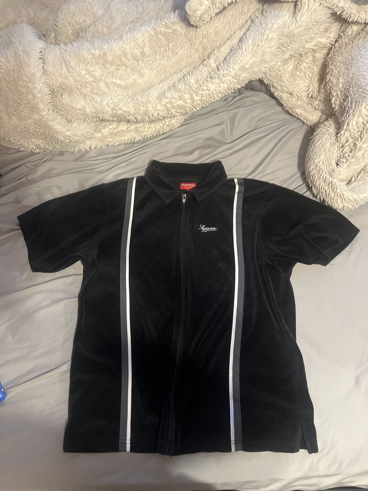 Supreme Piping zip up polo | Grailed