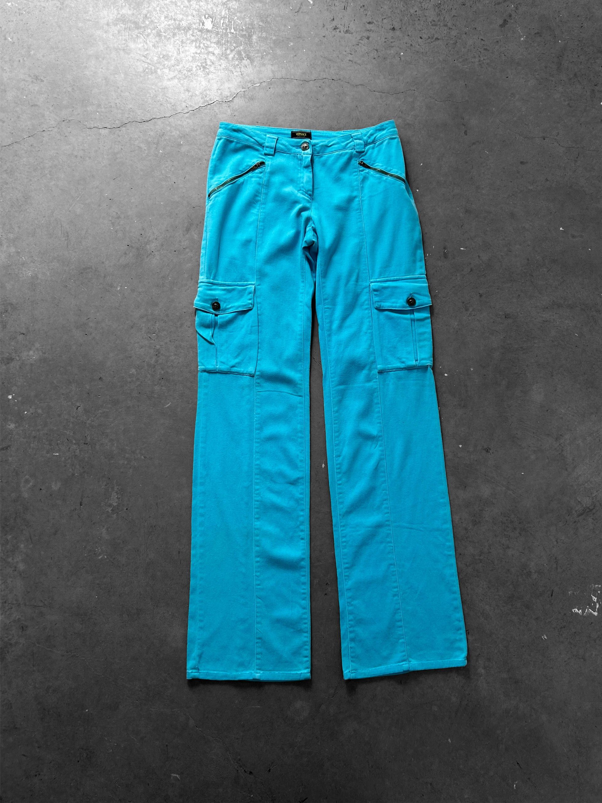 Versace Blue Teal Cargo Jeans