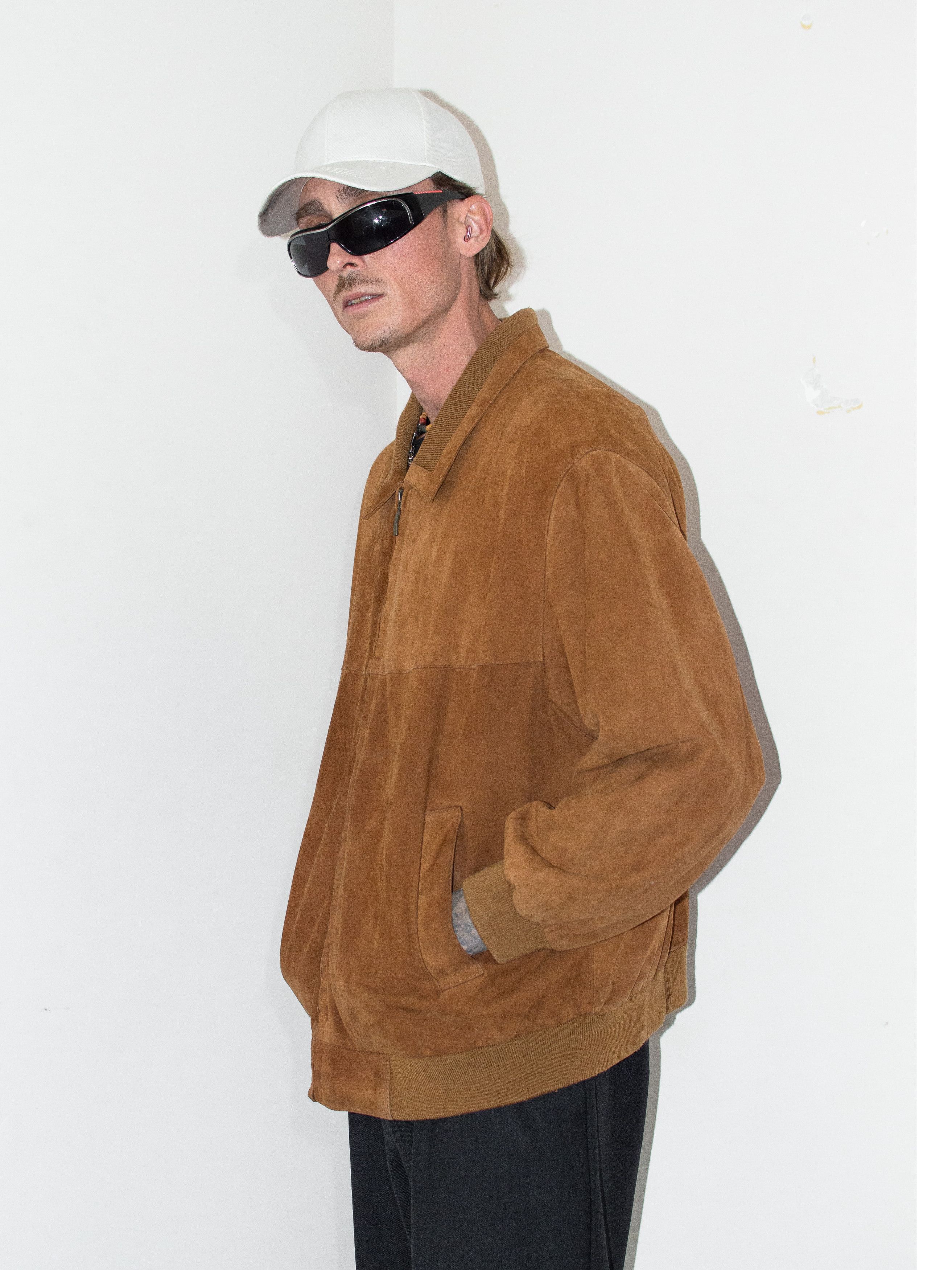 Japanese Brand × Vintage Vintage 80s Camel Real Leather Bomber Jacket Size US M / EU 48-50 / 2 - 3 Thumbnail