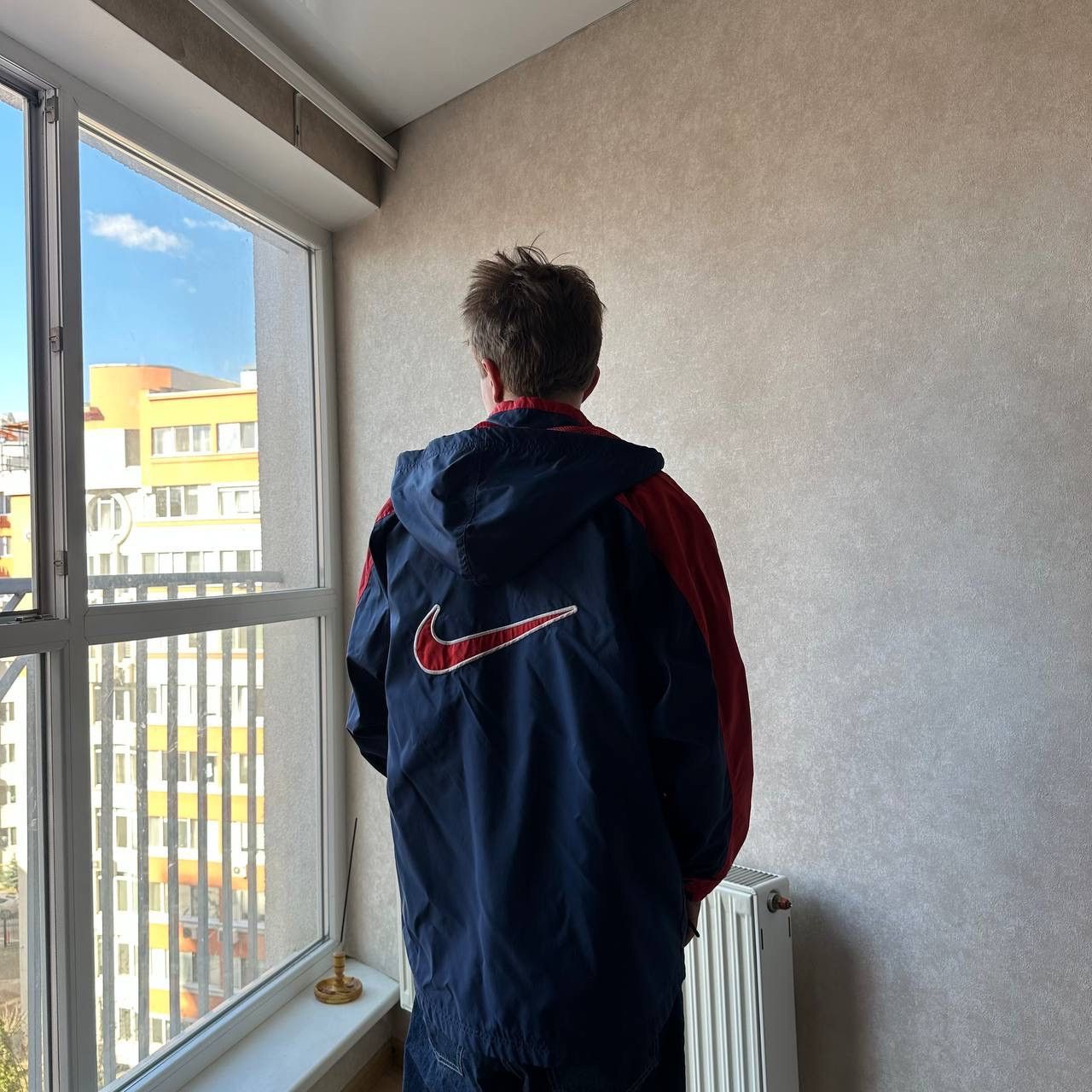 Nike 90s Vintage Nike Big Swoosh Hooded Nylon Light Jacket Size US M / EU 48-50 / 2 - 2 Thumbnail