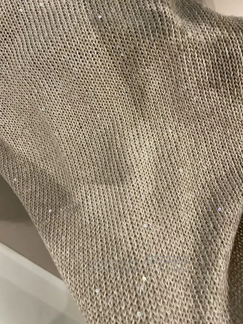 Brunello Cucinelli Brunello Cucinelli Light Khaki Linen Sequin Sweater Size M / US 6-8 / IT 42-44 - 9 Thumbnail