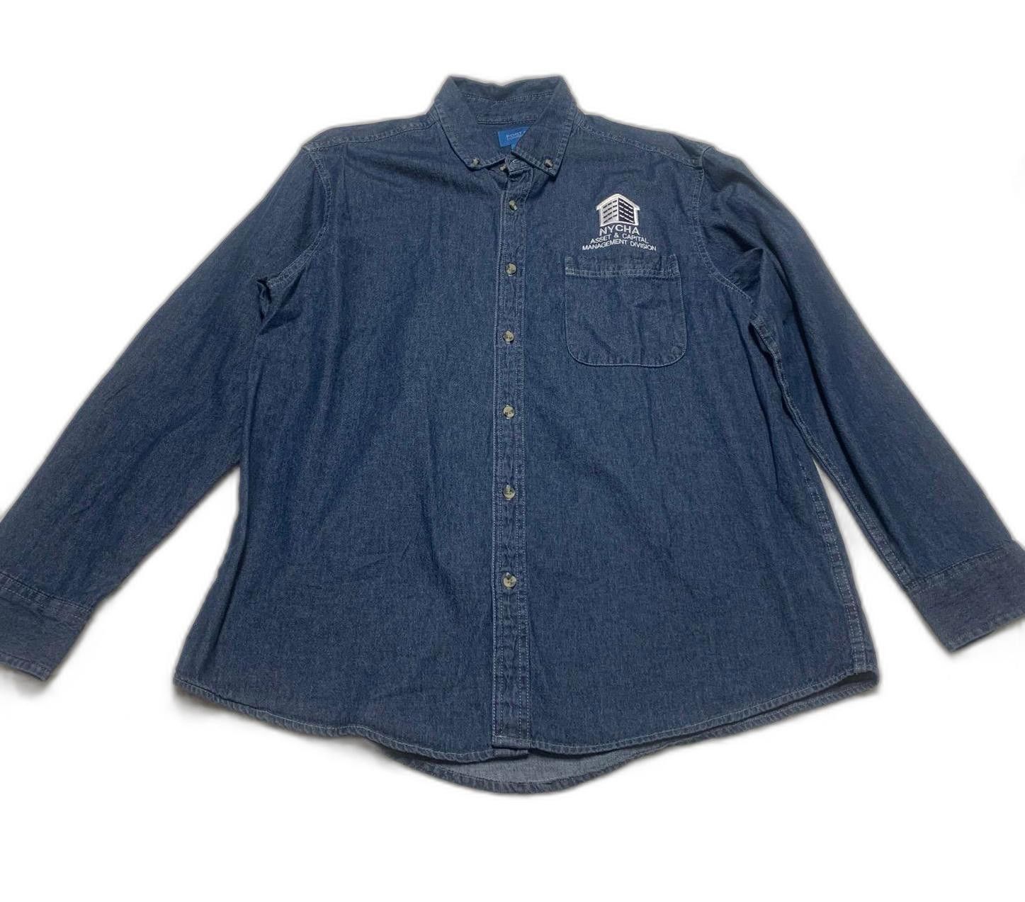 Other Port & Company Men's Large Denim Blue NYCHA Button-Up Shirt Size US L / EU 52-54 / 3 - 1 Thumbnail