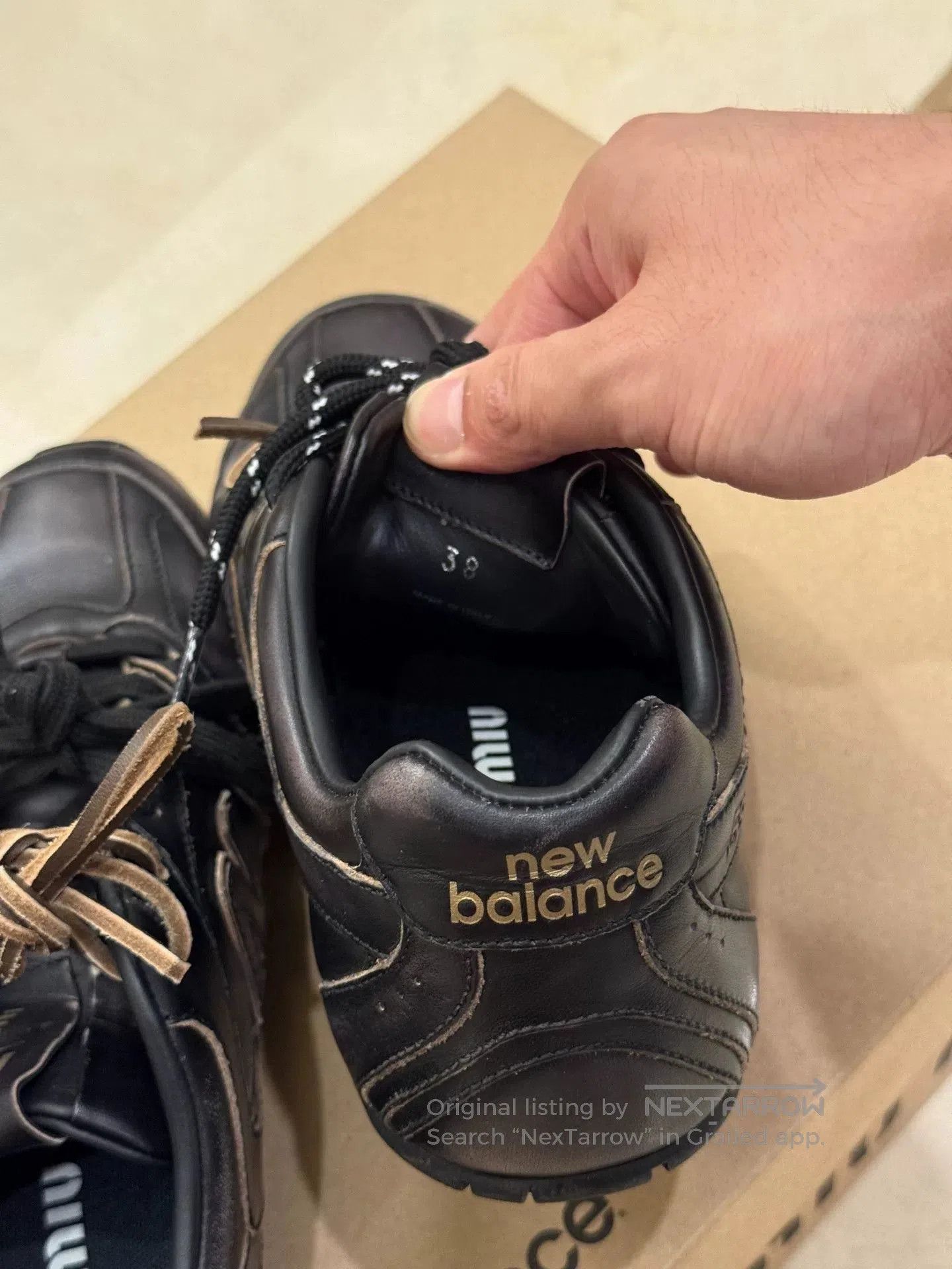 Miu Miu Miu Miu NB530 Black Leather Distressed Sneakers. Size US 8 / IT 38 - 7 Thumbnail