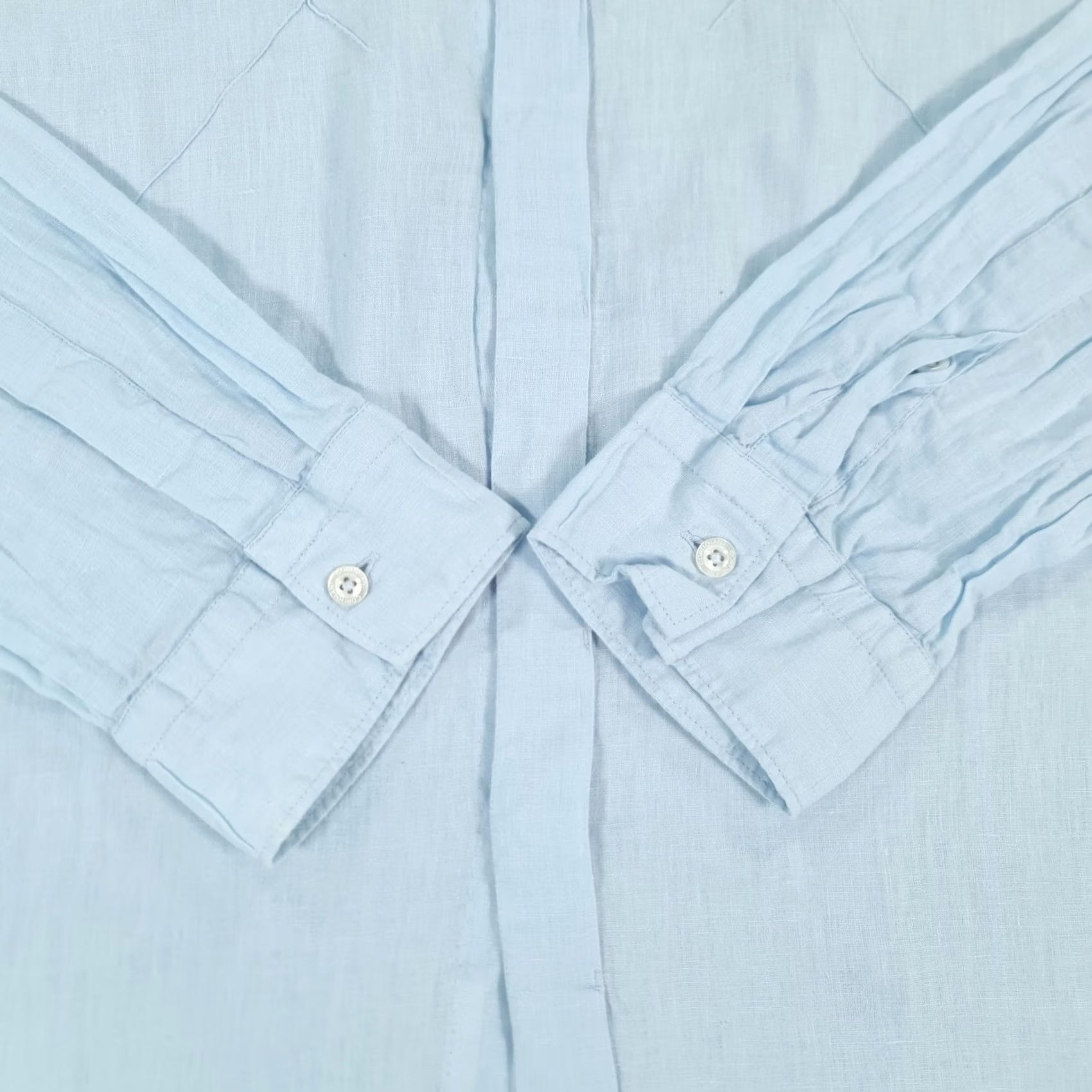 Vintage Cortigiani Mens Shirt Blue XL 56 Linen Button-Up Quilted Breathable Summer Size US XL / EU 56 / 4 - 6 Thumbnail
