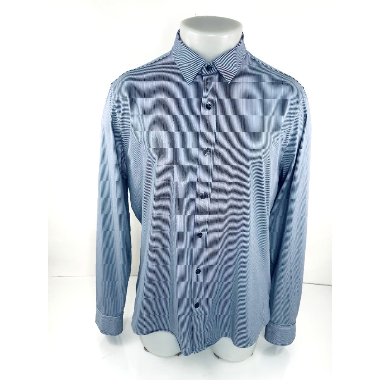 Rhone Rhone - Performance Stretch Striped Shirt Slim Fit Long Sleeve Button-Up L Blue/White Mens Regular XS? Size US L / EU 52-54 / 3 - 2 Thumbnail