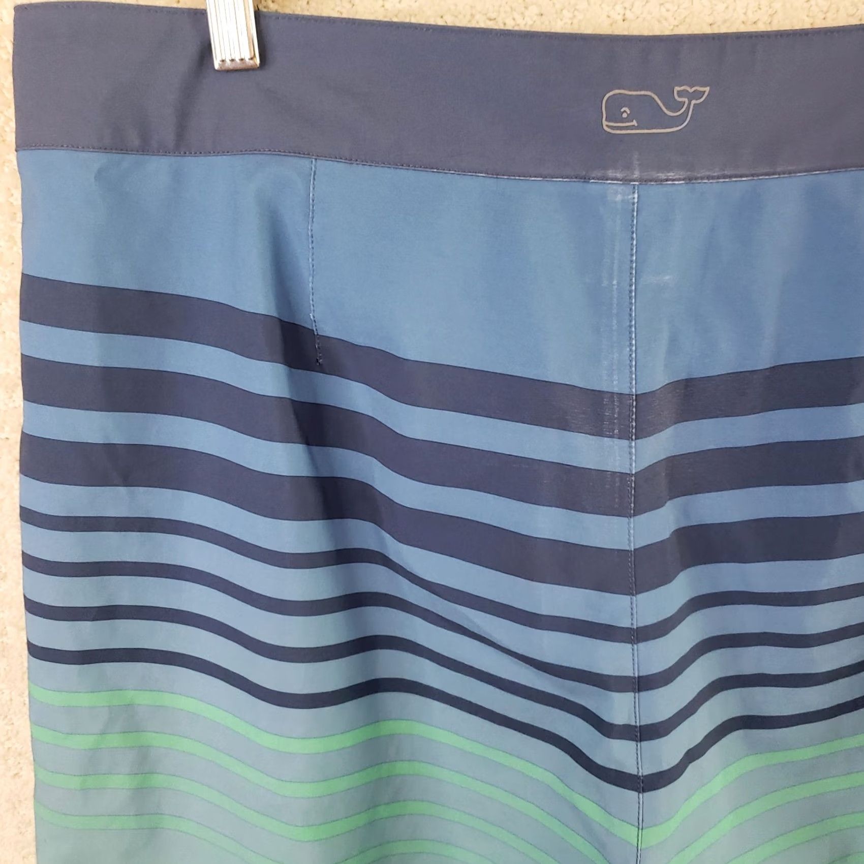 Vineyard Vines Vineyard Vines Board Shorts Men 36x9 Blue Green Striped Drawstring Pockets Logo Surfing Beach Size US 36 / EU 52 - 7 Thumbnail