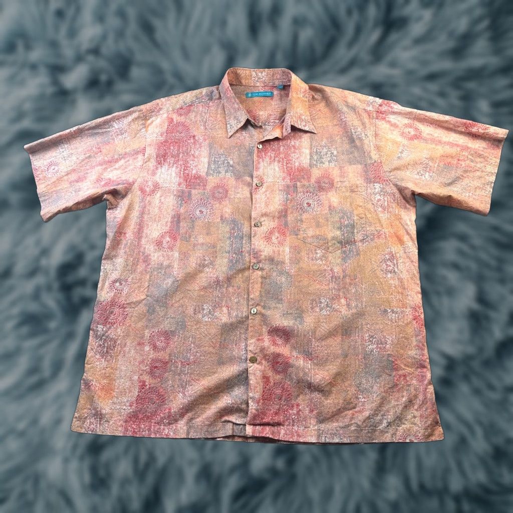 Tori Richard Tori Richard Shirt Mens Extra Large Orange Geometric Button Up Size US XL / EU 56 / 4 - 1 Thumbnail