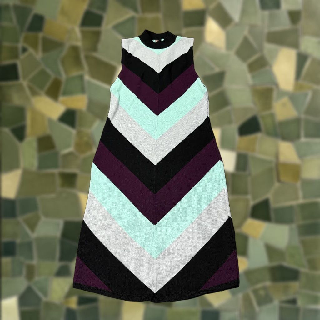 Free People FREE PEOPLE Sweater Dress Womens XS Multicolor Chevron Sleeveless Mock Neck Casual Size XS / US 0-2 / IT 36-38 - 1 Thumbnail
