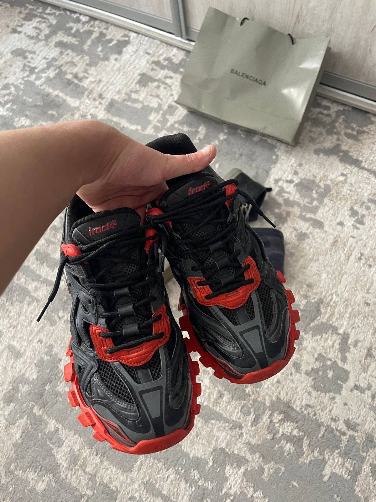 Balenciaga Balenciaga Track 2 Open Sneaker in Black/Red/Grey Size US 9 / EU 42 - 1 Thumbnail