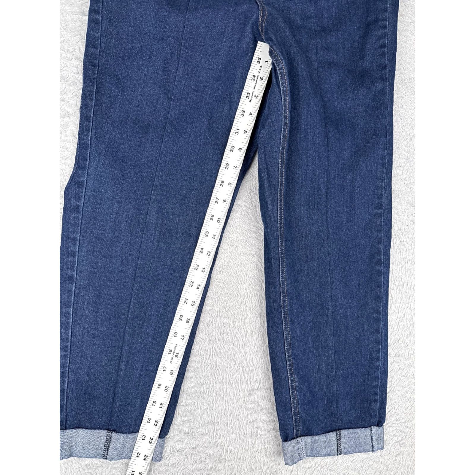 Vintage Unbranded Jeans Women 27x25 Dark Wash Elastic Back Waist Cuffed Ankle Front Seam High Rise Size 27" / US 4 / IT 40 - 7 Thumbnail