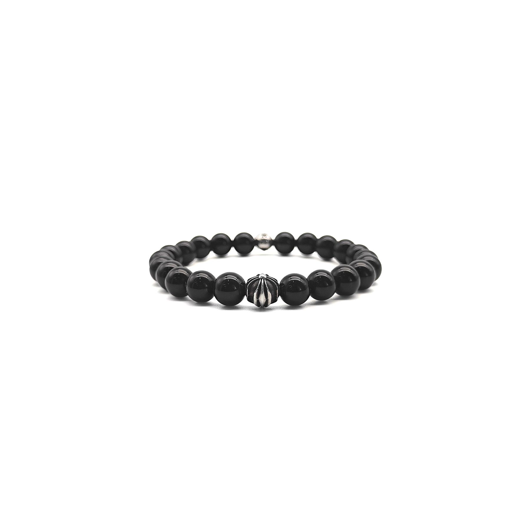 Chrome Hearts Chrome Hearts 8mm Obsidian Double Silver Cross Bracelet Size ONE SIZE - 2 Thumbnail