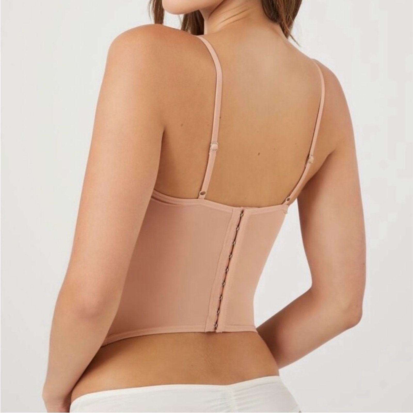 Forever 21 Forever 21 Lace Bustier Pink White Corset Top Adjustable EUC Size ONE SIZE - 2 Thumbnail
