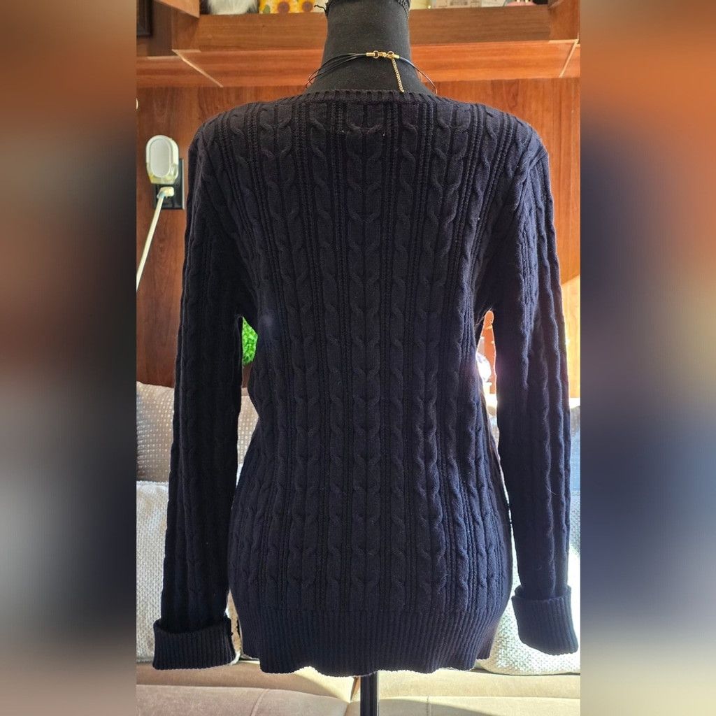 St. Johns Bay St. Johns Bay Women's Black Cable Knit Sweater Size L / US 10 / IT 46 - 3 Thumbnail