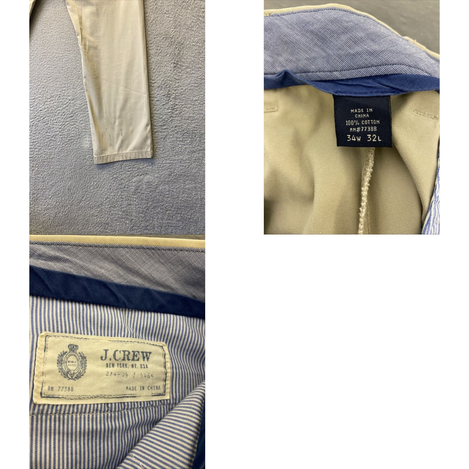 J.Crew J. Crew Men's Lightweight Chino Pants 34x32 Tapered Khaki Cotton Casual Size US 34 / EU 50 - 8 Thumbnail