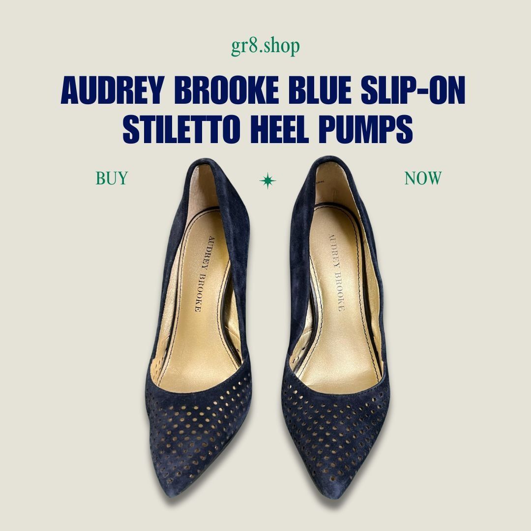 Other AUDREY BROOKE Blue Slip-On Stiletto Heel Pumps With Perforat Size US 7 / IT 37 - 1 Thumbnail