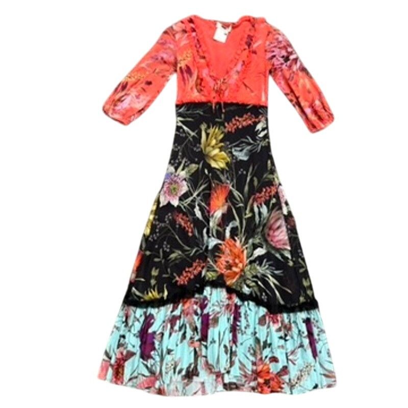 FUZZI FUZZI Floral Patchwork Midi Dress in Multi, Size XS Size XS / US 0-2 / IT 36-38 - 4 Thumbnail