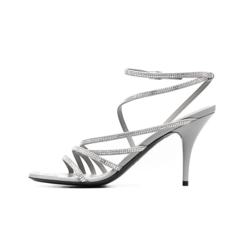 Balenciaga o1bcso1str1224 Glow Sandals H110 Strass Crystal in Silver Size US 5 / IT 35 - 2 Thumbnail