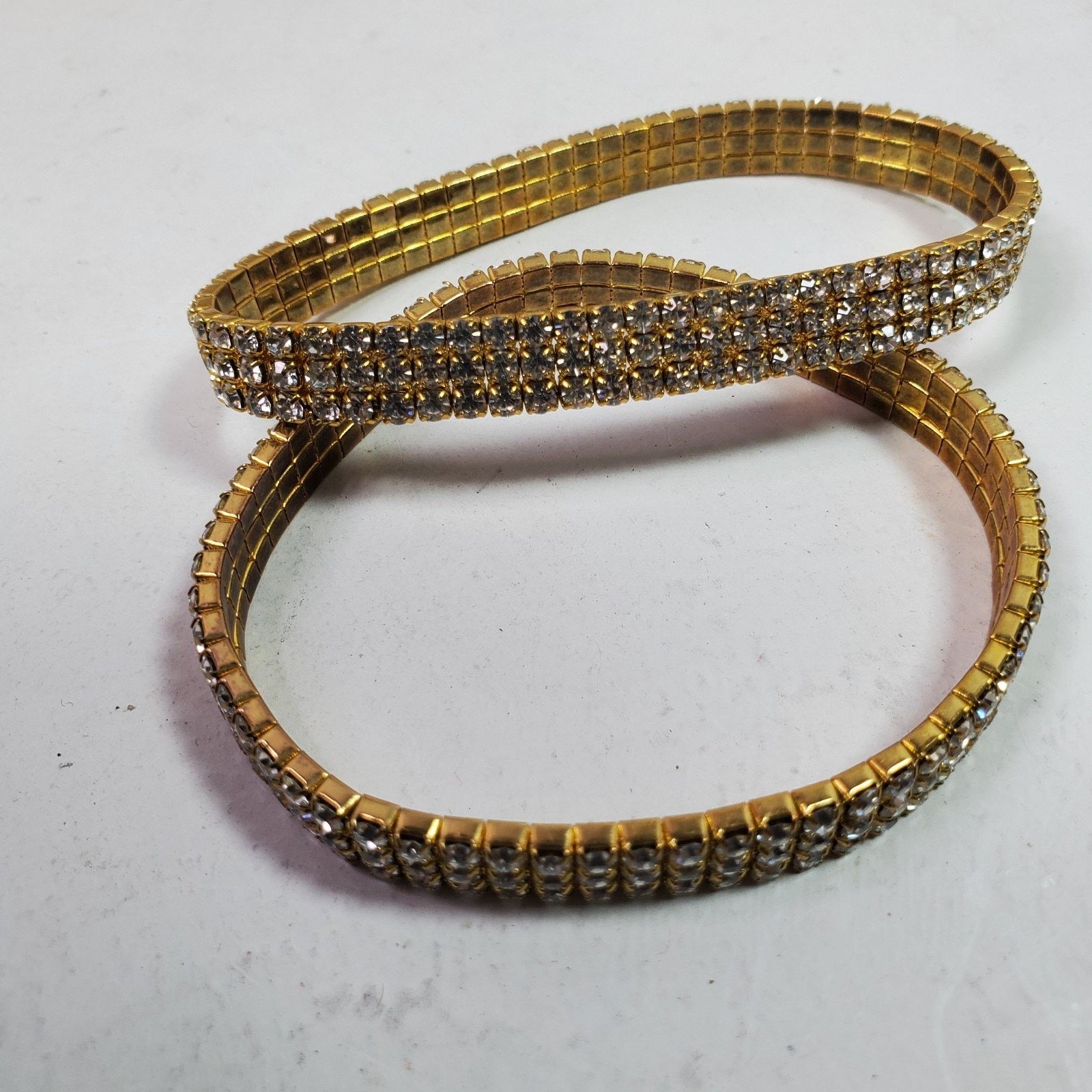 The Unbranded Brand Casual Classy Stretchy 2 Bracelets Gold Tone w/ Rhinestones Size ONE SIZE - 2 Thumbnail