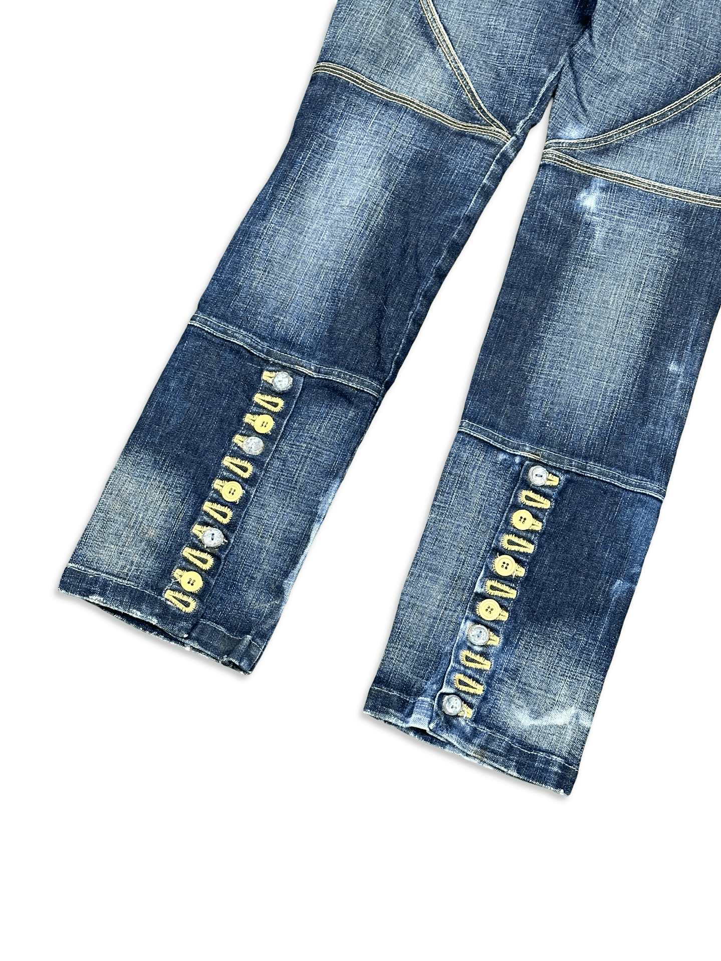 Marithe + Francois Girbaud vintage distressed tie dye buttoned designer denim jeans Size US 28 / EU 44 - 6 Thumbnail