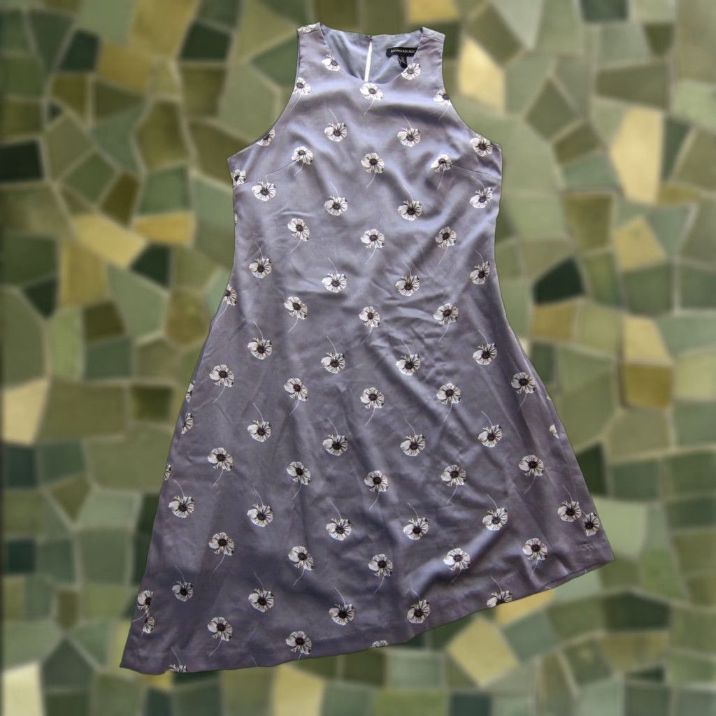 Banana Republic Banana Republic Grey Floral Satin Sleeveless Sheath Tank Tunic Dress P Small Martina? Size S / US 4 / IT 40 - 1 Thumbnail