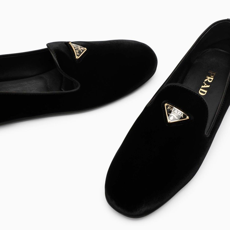 Prada o1d2blof0924 Velvet Loafers in Black Size US 6.5 / IT 36.5 - 4 Thumbnail