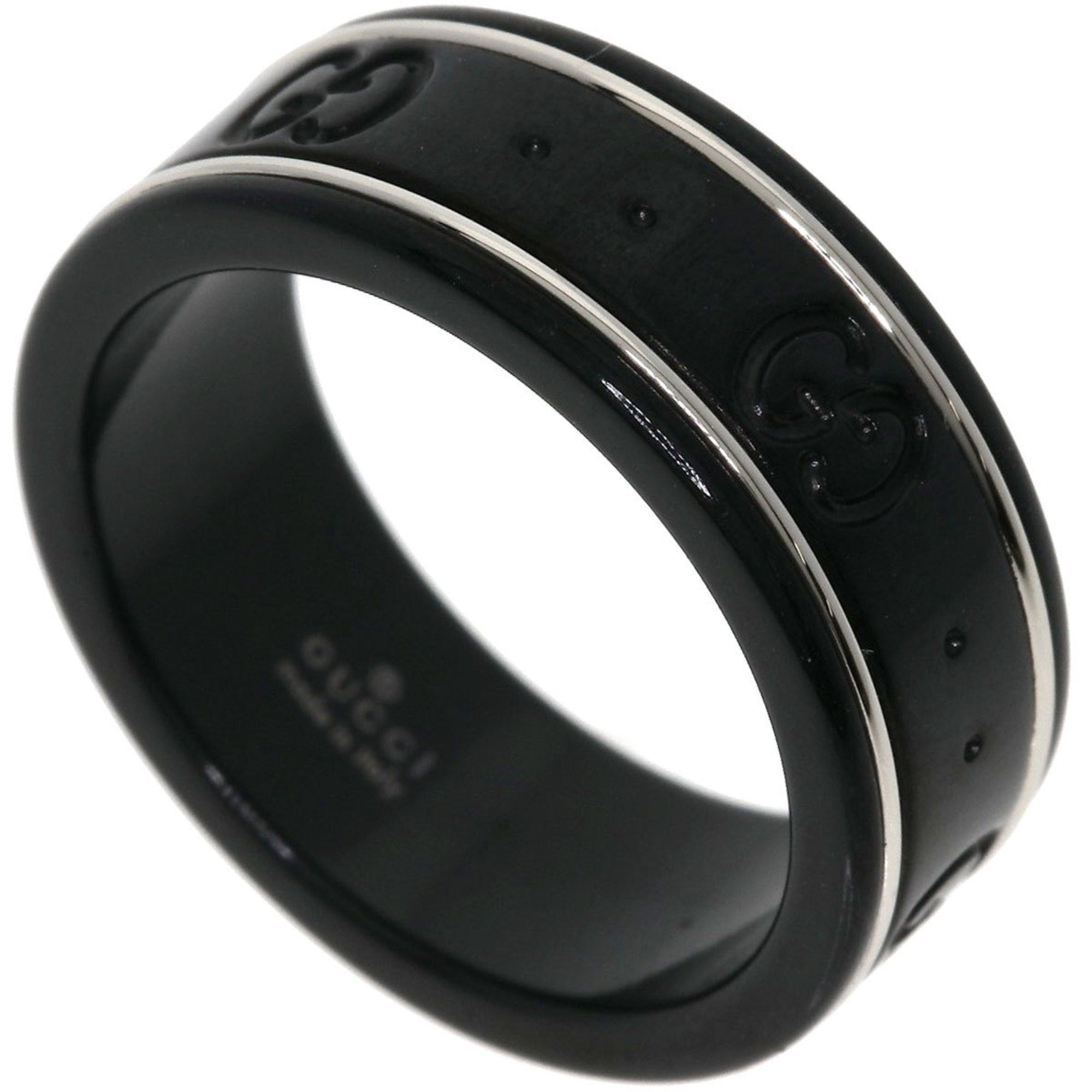 image of Gucci Icon Corundum 12 Ring K18 White Gold/corundum Women's in Black