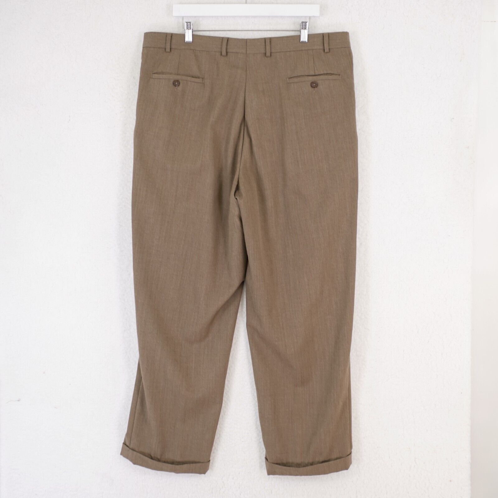 Pronto Uomo Pronto Uomo Wool Brown Dress Pants 40/31 High Rise Pleated C Size 40R - 5 Thumbnail