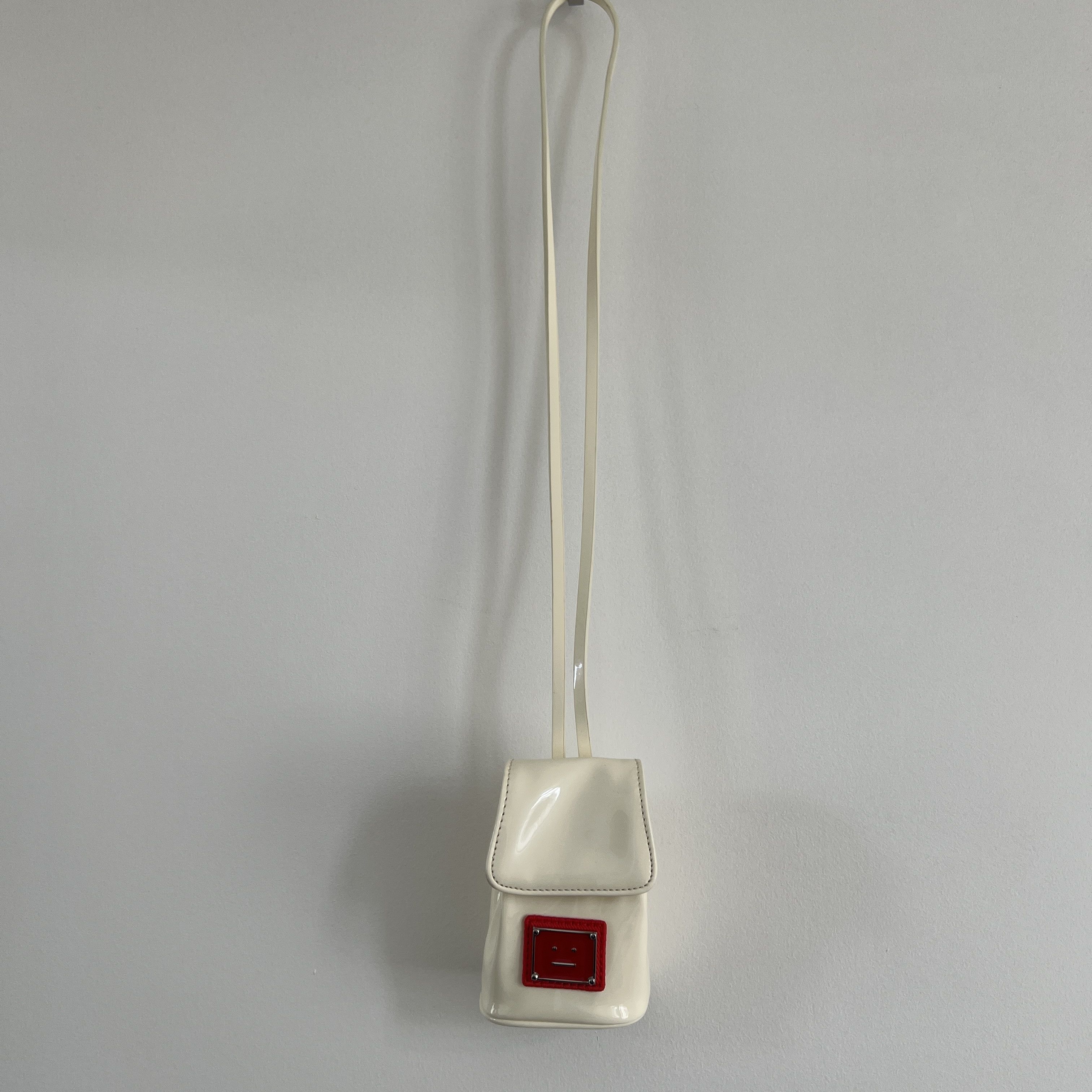 Acne Studios Asma Face Patent Leather Pouch Necklace (Cream) Size ONE SIZE - 2 Thumbnail