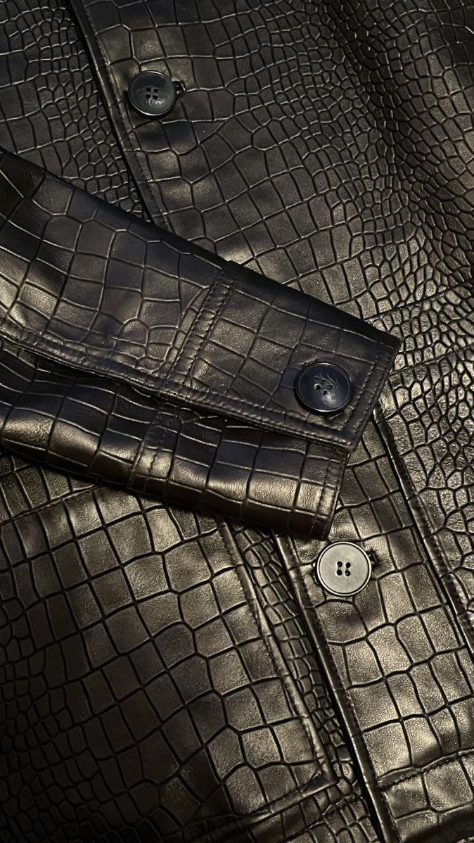 Opening Ceremony Opening Ceremony Black Croc Embossed Button Leather Jacket Size US XS / EU 42 / 0 - 3 Thumbnail