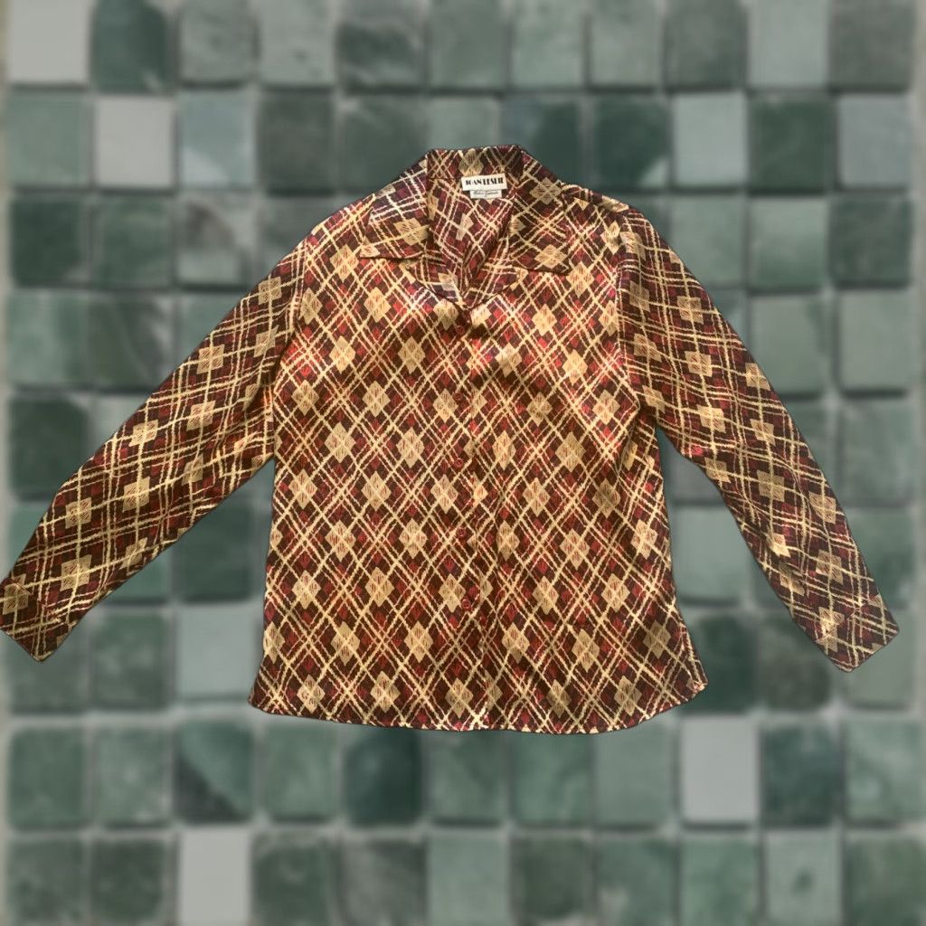 Vintage Joan Leslie Long Sleeve Shirt Womens Size 10 Button Up Top Red Light weight Size L / US 10 / IT 46 - 1 Thumbnail