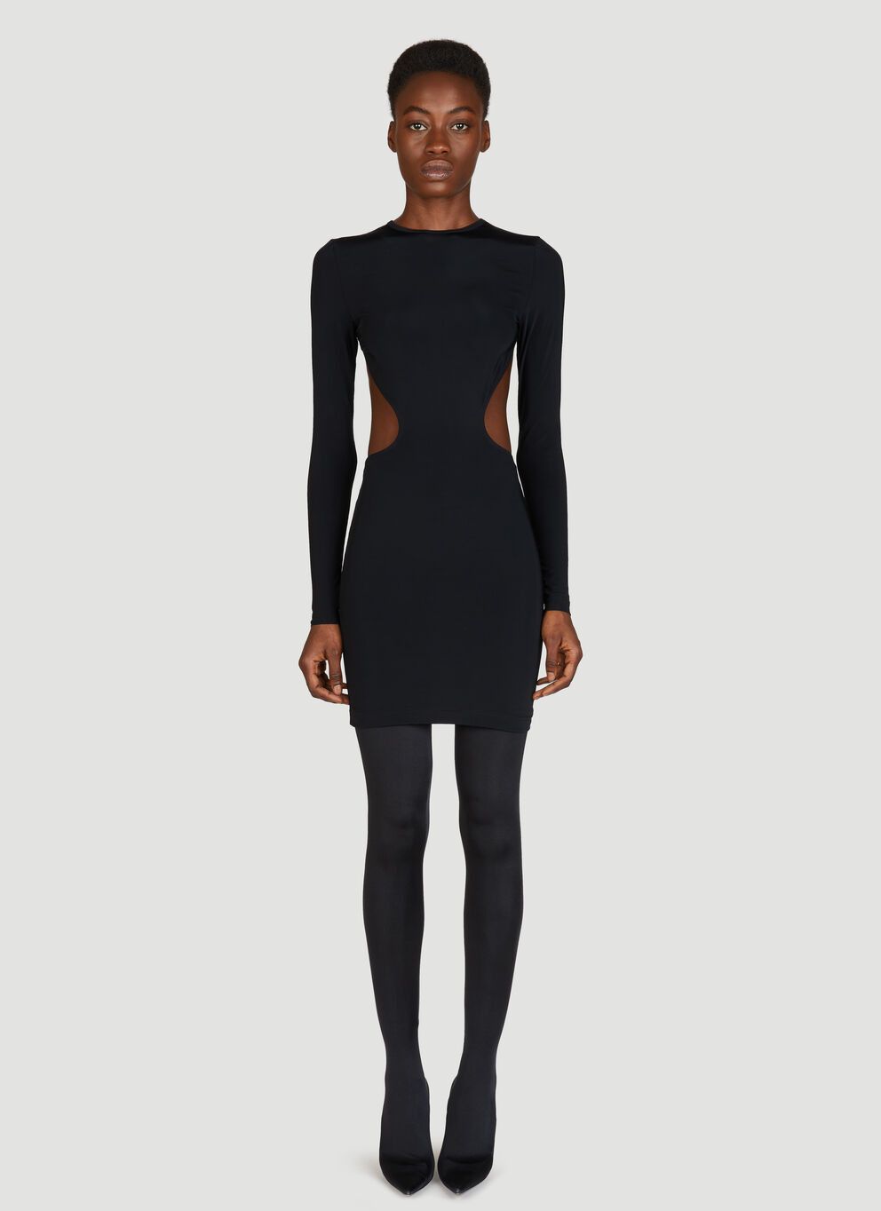 image of Balenciaga Cut-Out Mini Dress in Black, Women's (Size Small)