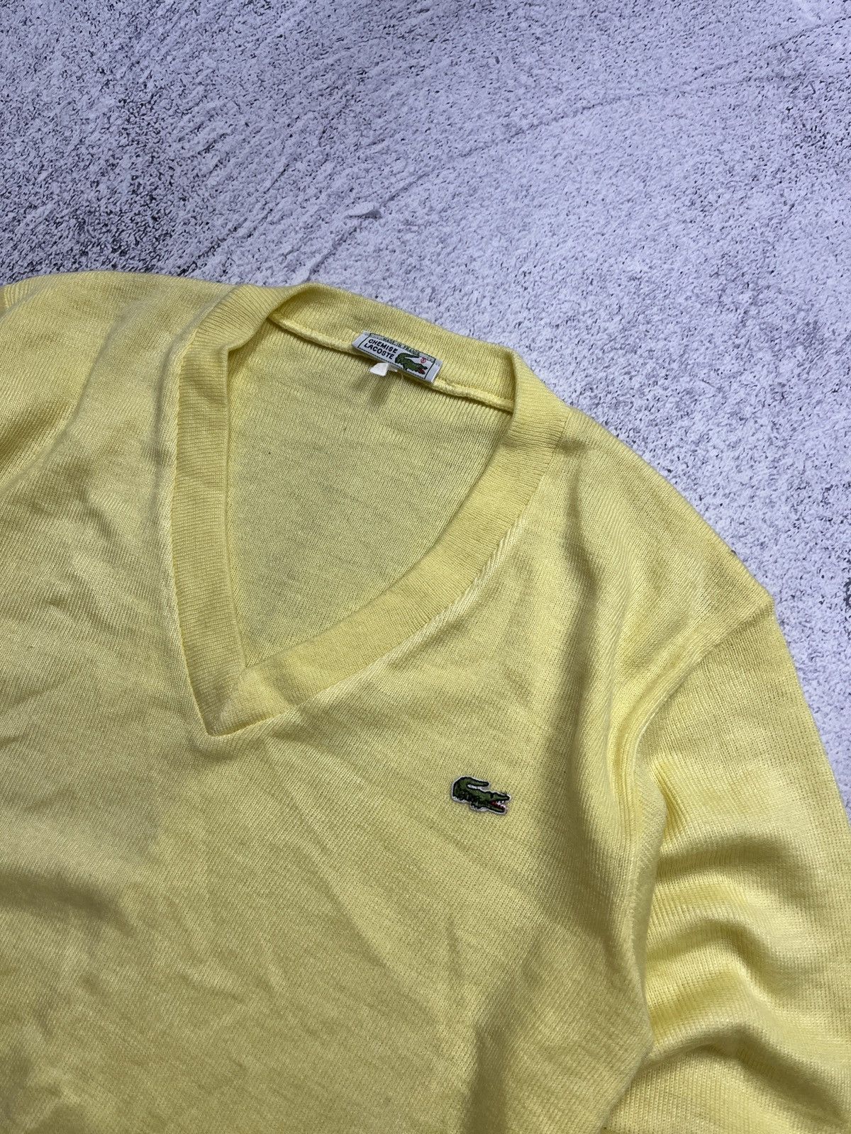 Lacoste × Vintage Vintage Chemise Lacoste Made in France Yellow V Neck Sweater Size US M / EU 48-50 / 2 - 5 Thumbnail
