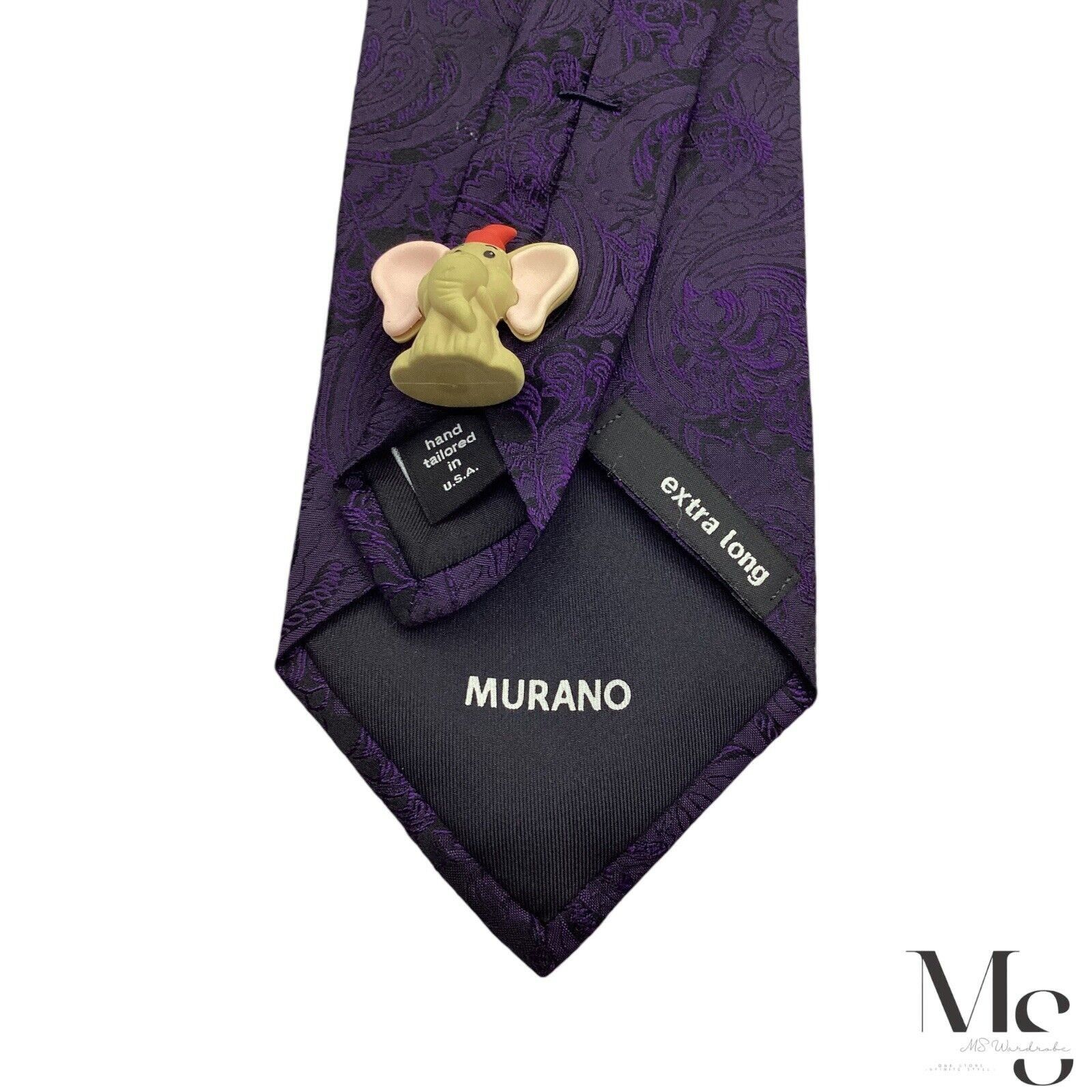 Murano MURANO XL Purple & Black Paisley Silk Tie Hand Made In USA W Size ONE SIZE - 5 Thumbnail